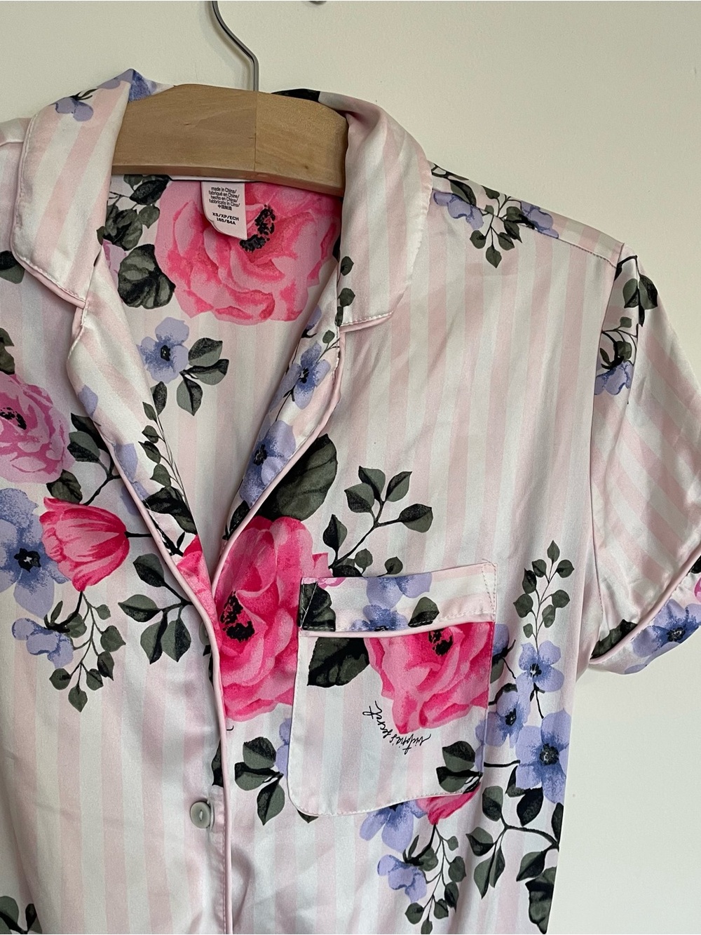 Victoria's Secret Pink Floral Satin Pajama Top